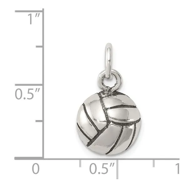 Sterling Silver Antiqued Volleyball Charm Image 3 Franzetti Jewelers Austin, TX