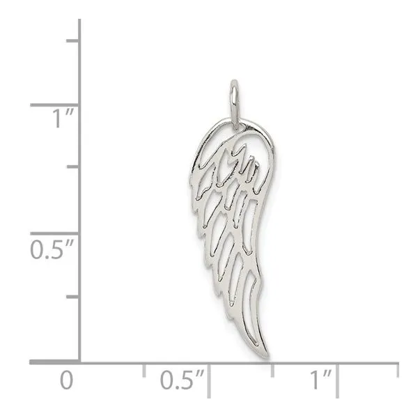 Sterling Silver Polished Angel Wing Charm Image 4 Franzetti Jewelers Austin, TX
