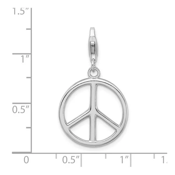 SS Peace Sign Charm with Lobster Clasp Image 4 Franzetti Jewelers Austin, TX