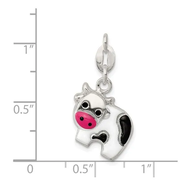 Sterling Silver Enameled Cow Charm Image 5 Franzetti Jewelers Austin, TX