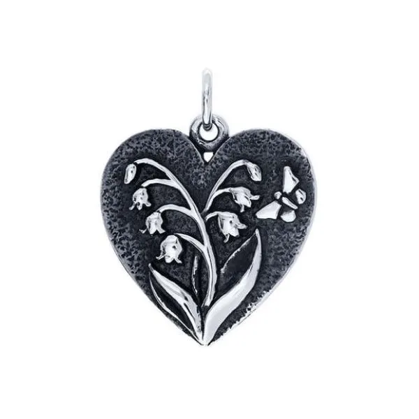 Sterling Silver Lily of the Valley Heart Pendant with Butterfly Franzetti Jewelers Austin, TX