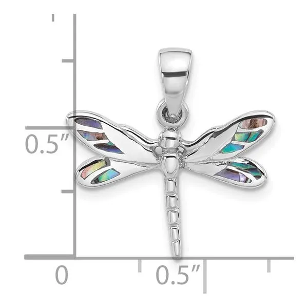 Sterling Silver Polished Abalone Dragonfly Pendant Image 3 Franzetti Jewelers Austin, TX