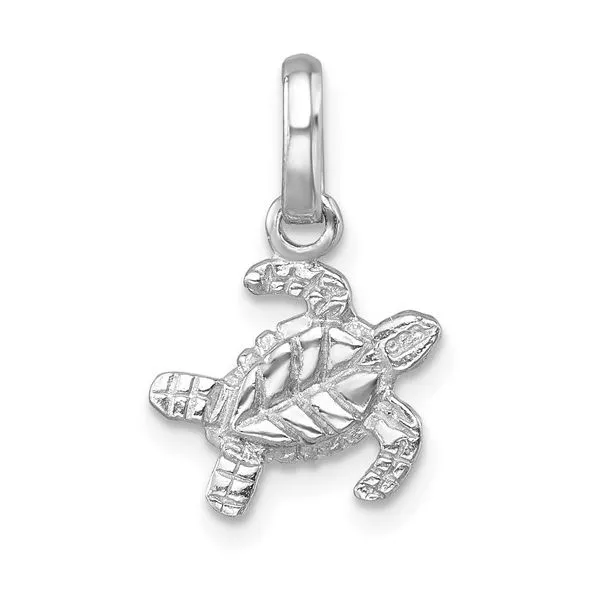 Sterling Silver Small Swimming Turtle Pendant Charm Image 4 Franzetti Jewelers Austin, TX