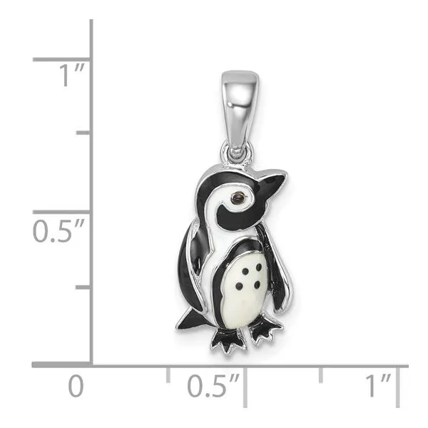 Sterling Silver Enamel Penguin Pendant Charm Image 5 Franzetti Jewelers Austin, TX