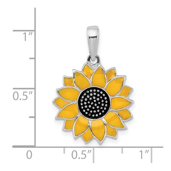 Sterling Silver Enameled Sunflower Pendant Image 5 Franzetti Jewelers Austin, TX