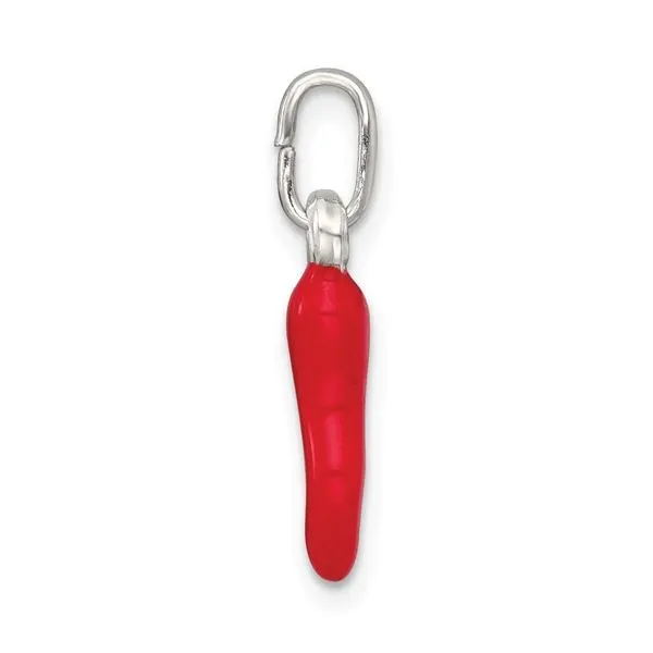 Sterling Silver Red Enamel Italian Horn Pendant Charm Image 3 Franzetti Jewelers Austin, TX