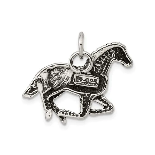 Sterling Silver Antiqued Horse Pendant Image 4 Franzetti Jewelers Austin, TX