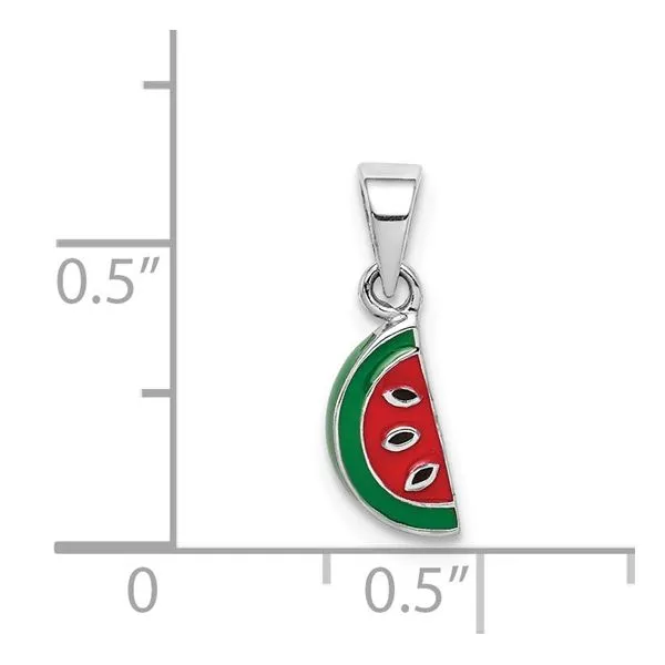 Sterling Silver Enameled Watermelon Pendant Charm Image 4 Franzetti Jewelers Austin, TX