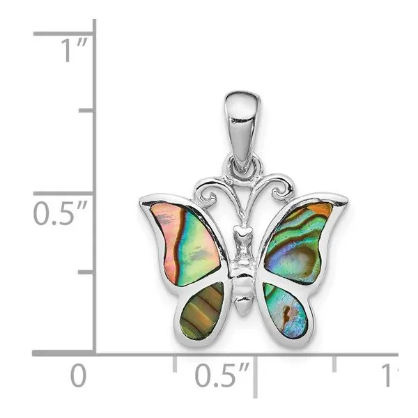 Sterling Silver Abalone Butterfly Pendant Charm Image 4 Franzetti Jewelers Austin, TX