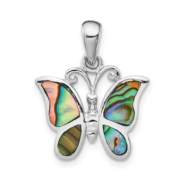 Sterling Silver Abalone Butterfly Pendant Charm Franzetti Jewelers Austin, TX