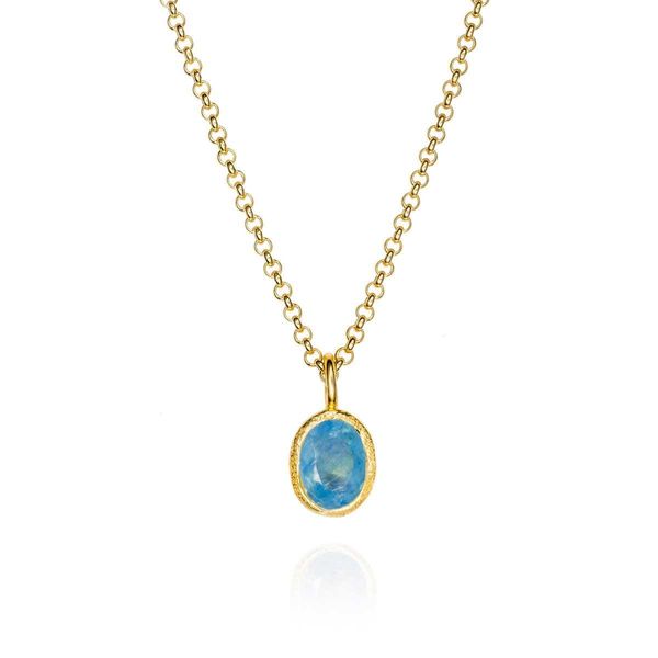 18K Yellow Gold Vermeil Pendant with Oval Aqua 17.5