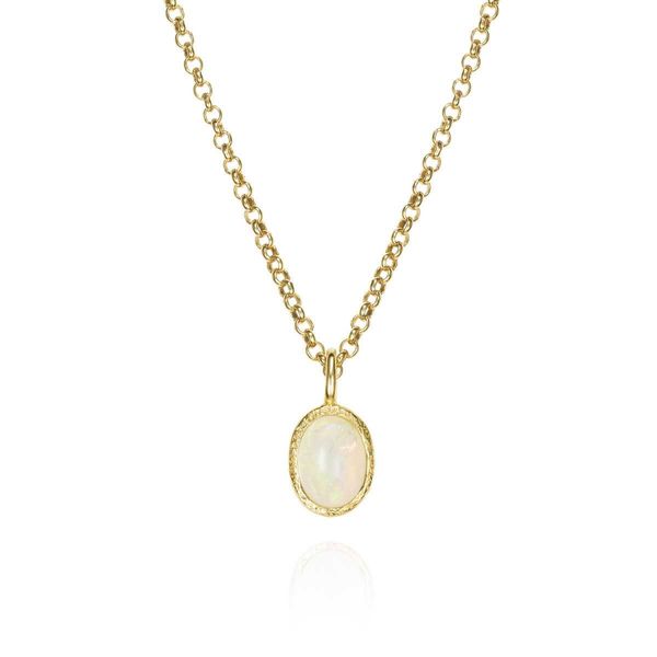 18K Yellow Gold Vermeil Pendant with Oval Opal 17.5