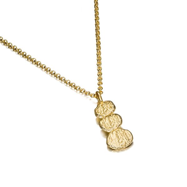 18K Yellow Gold Vermeil Organic Forms Textured Drop Pendant 17.5