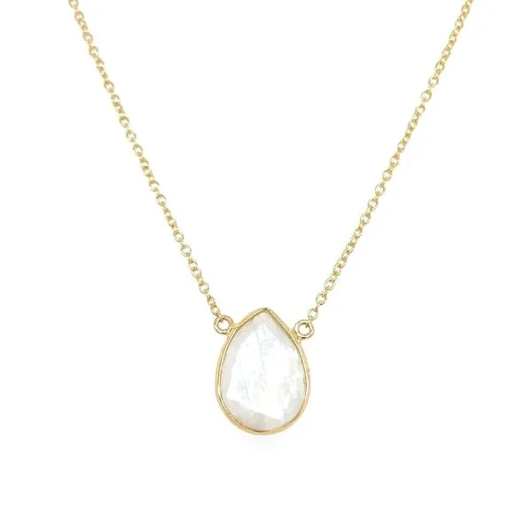 Yellow Vermeil Moonstone Necklace 18