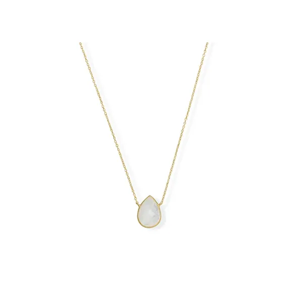 Yellow Vermeil Moonstone Necklace 18