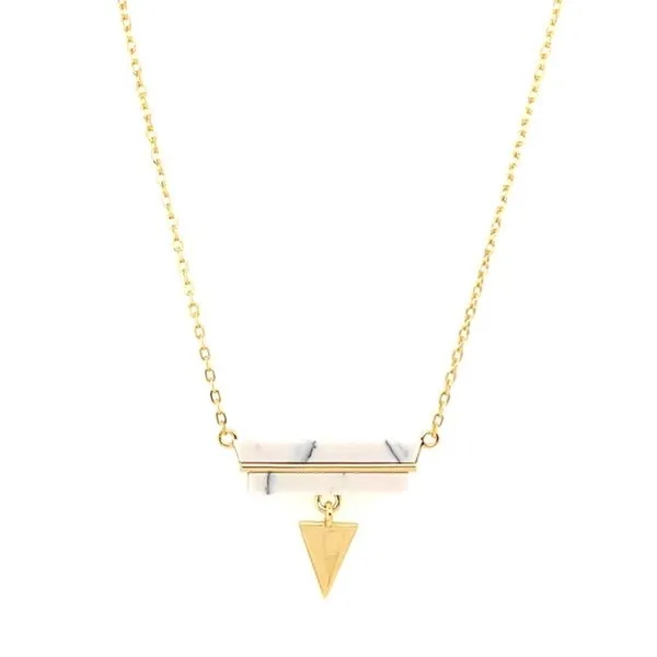 Vermeil Howlite with Triangle Dangle Necklace 17
