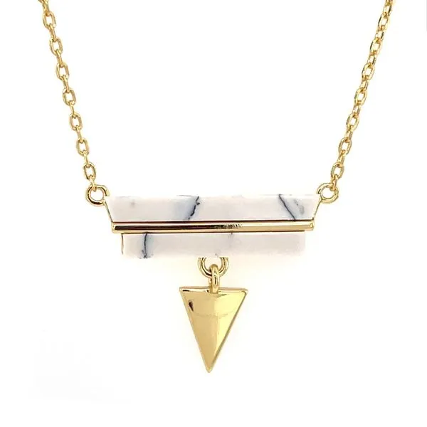 Vermeil Howlite with Triangle Dangle Necklace 17