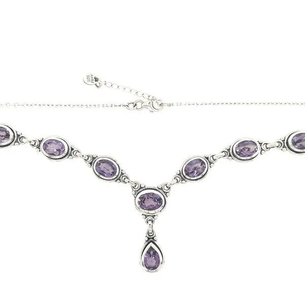 SS Oval & Pear Shape Amethyst Necklace 15