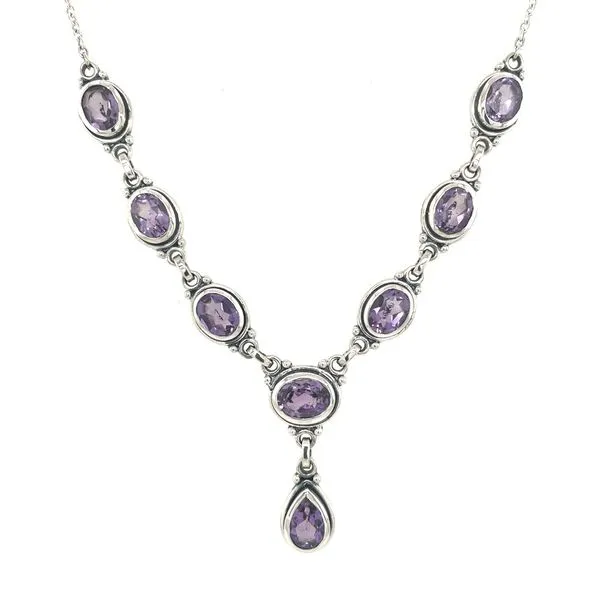 SS Oval & Pear Shape Amethyst Necklace 15