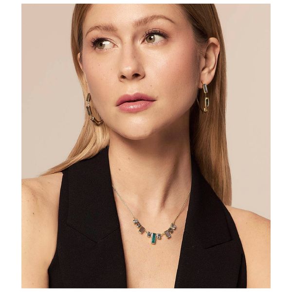 18K Yellow Gold Vermeil Multicolor Skyline Gemstone Necklace 18