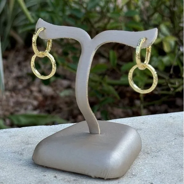 18K Vermeil Double Ring Lever Back Dangle Earrings Franzetti Jewelers Austin, TX