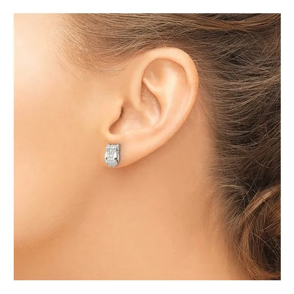 Sterling Silver Polished Owl Earrings Image 2 Franzetti Jewelers Austin, TX