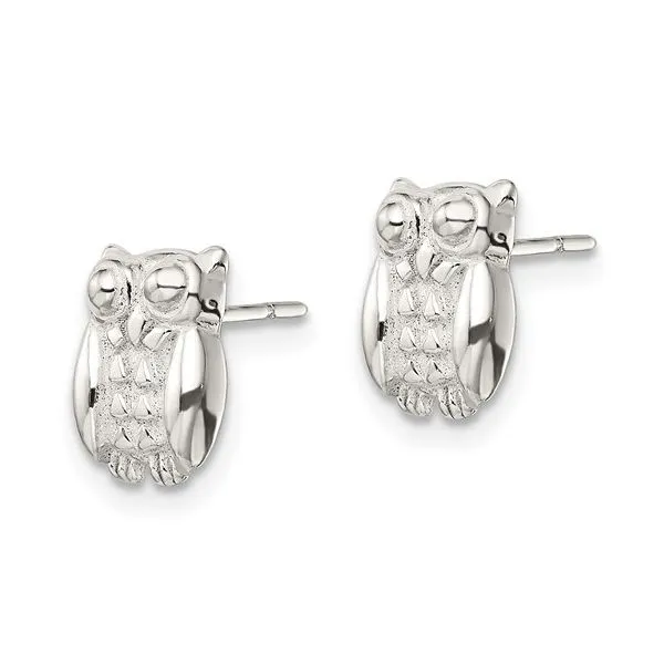 Sterling Silver Polished Owl Earrings Image 4 Franzetti Jewelers Austin, TX