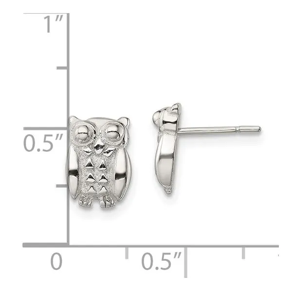 Sterling Silver Polished Owl Earrings Image 5 Franzetti Jewelers Austin, TX