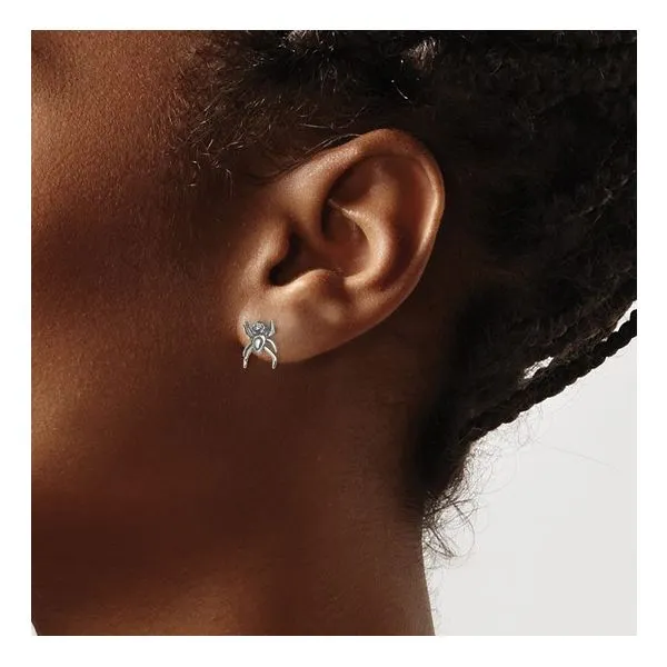 Sterling Silver Antiqued Spider Earrings Image 2 Franzetti Jewelers Austin, TX