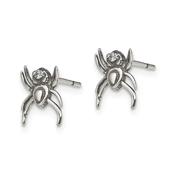 Sterling Silver Antiqued Spider Earrings Image 4 Franzetti Jewelers Austin, TX
