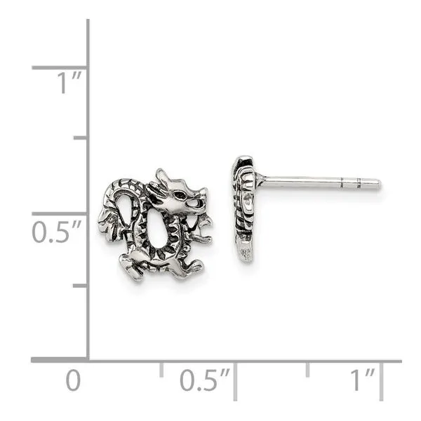 Sterling Silver Antiqued Dragon Earrings Image 5 Franzetti Jewelers Austin, TX