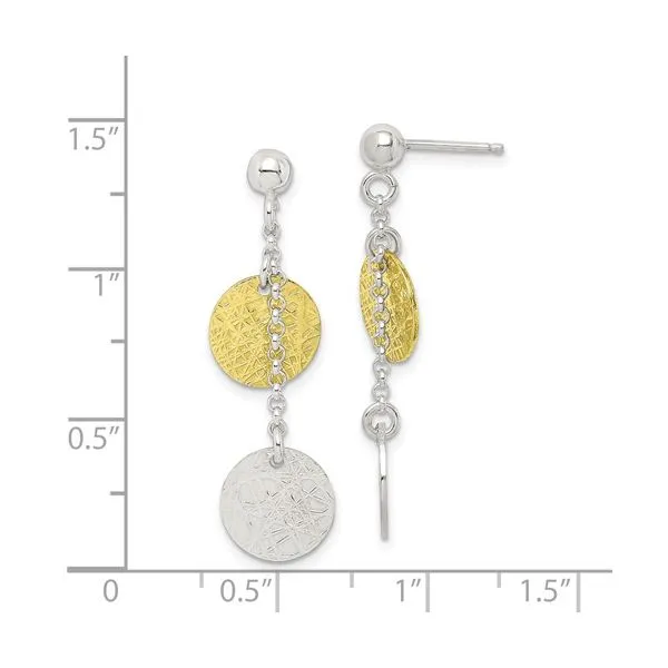 SS & Vermeil Polished & Textured Circle Dangle Earrings Image 4 Franzetti Jewelers Austin, TX