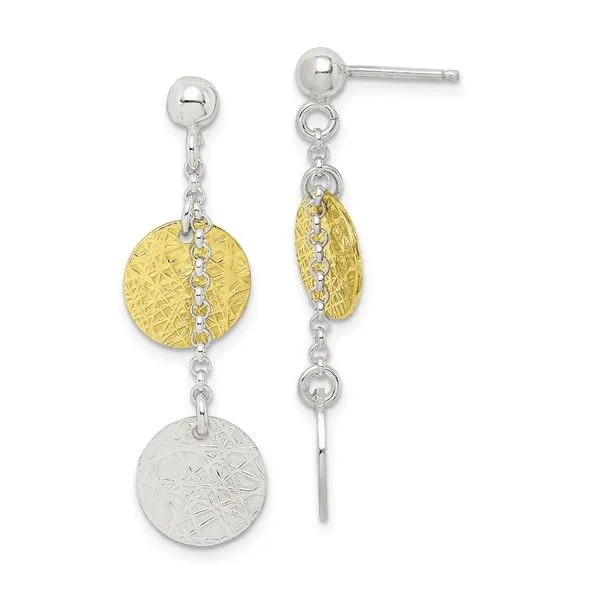 SS & Vermeil Polished & Textured Circle Dangle Earrings Franzetti Jewelers Austin, TX