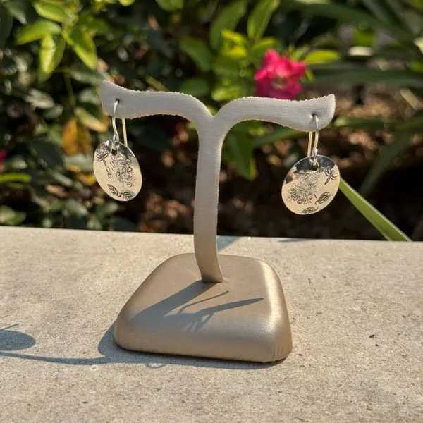 Zuni SS Disc Dangle Earrings with Flowers & Dragon Fly Franzetti Jewelers Austin, TX