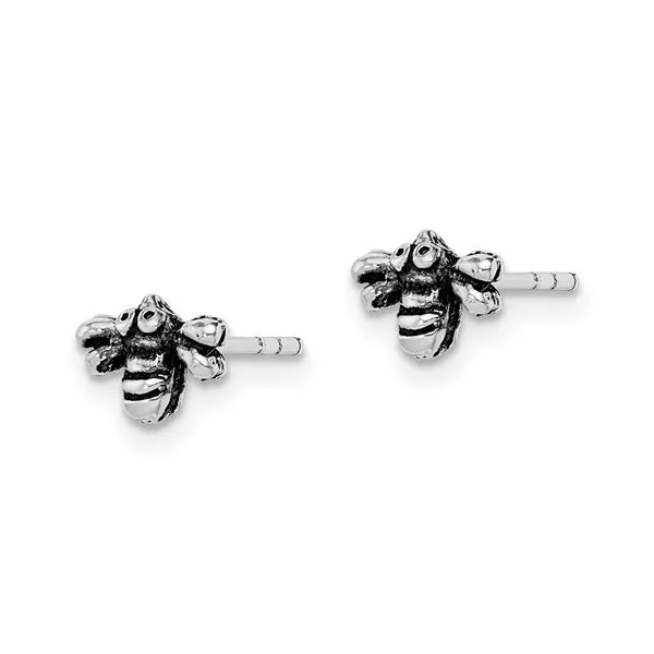 Sterling Silver Rhodium Plated Antiqued Bee Earrings Image 3 Franzetti Jewelers Austin, TX