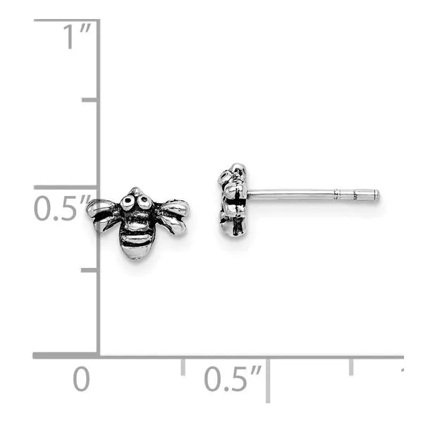 Sterling Silver Rhodium Plated Antiqued Bee Earrings Image 4 Franzetti Jewelers Austin, TX
