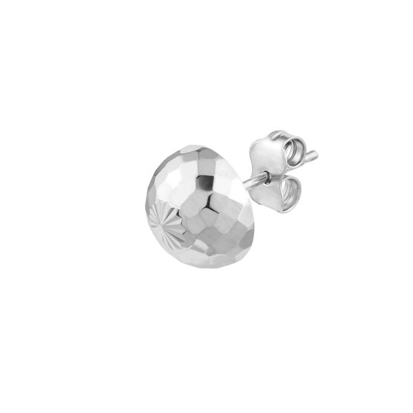 Sterling Silver 10 mm Diamond-Cut Dome Stud Earrings Image 2 Franzetti Jewelers Austin, TX