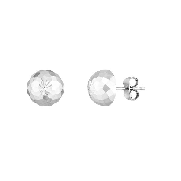 Sterling Silver 10 mm Diamond-Cut Dome Stud Earrings Franzetti Jewelers Austin, TX