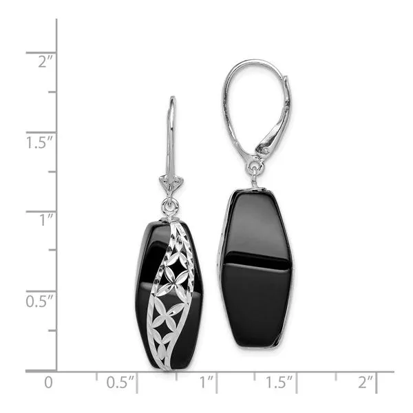 SS Polished & D/C Onyx Leverback Dangle Earrings Image 4 Franzetti Jewelers Austin, TX