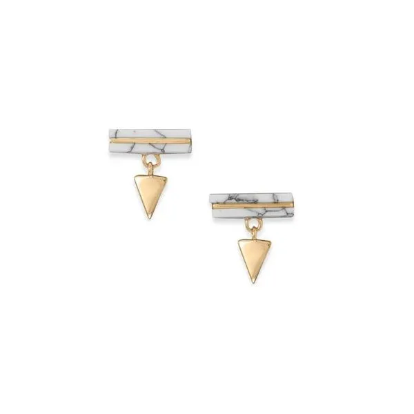 Vermeil Earrings with Howlite & Triangle Dangles Franzetti Jewelers Austin, TX