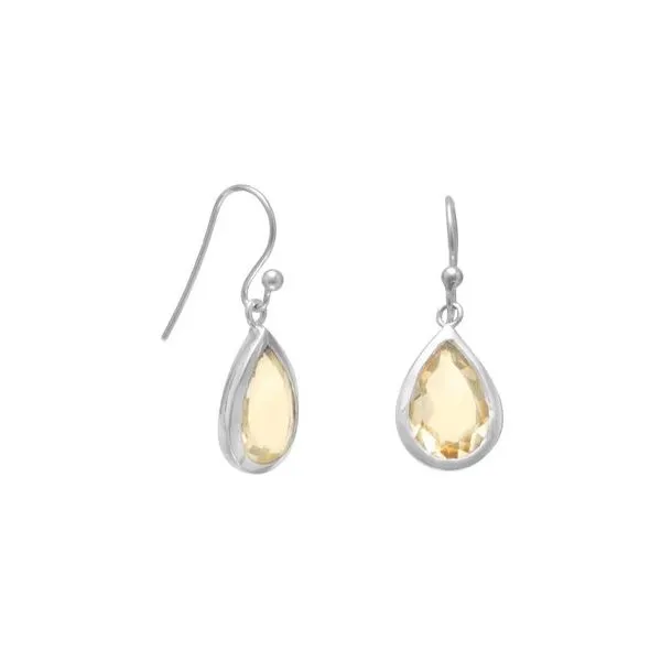 SS Faceted Pear Citrine French Wire Earrings Franzetti Jewelers Austin, TX