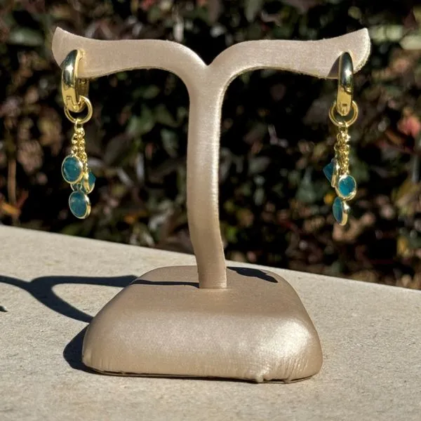 18K Vermeil Hoop Earrings with Dangling Apatite Gemstones Image 2 Franzetti Jewelers Austin, TX