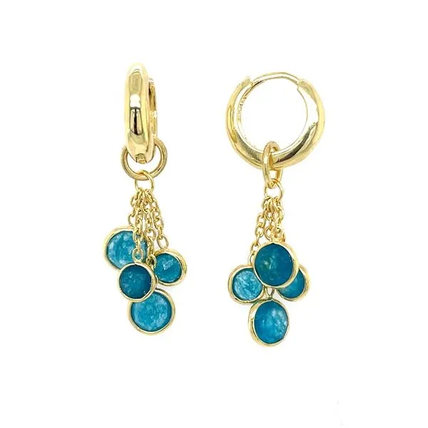 18K Vermeil Hoop Earrings with Dangling Apatite Gemstones Franzetti Jewelers Austin, TX