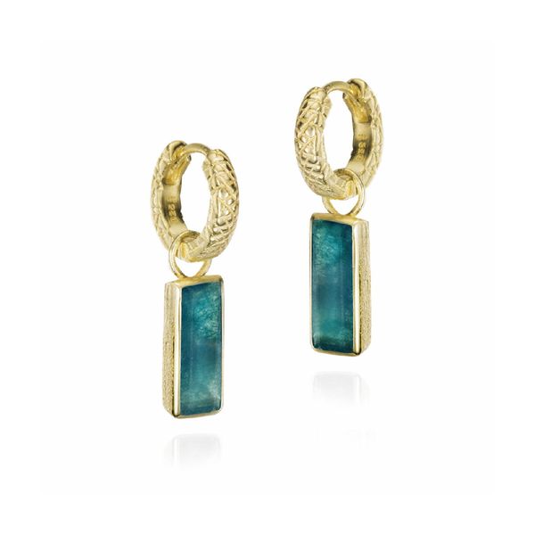 18K Yellow Gold Vermeil Hoops with Apatite Dangles Franzetti Jewelers Austin, TX