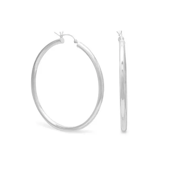 SS 3 MM x 50 MM Round Tube Polished Hoops Franzetti Jewelers Austin, TX
