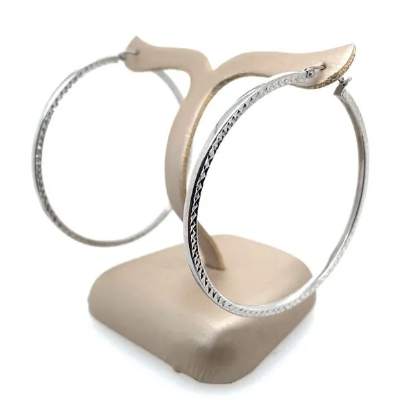 SS Polished & D/C 50 MM Hoop Earrings Image 2 Franzetti Jewelers Austin, TX