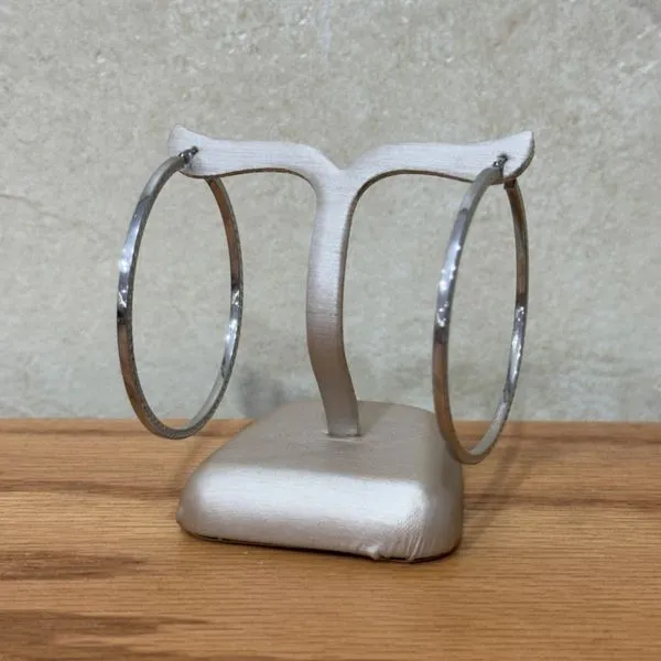 SS Polished & D/C 50 MM Hoop Earrings Image 3 Franzetti Jewelers Austin, TX