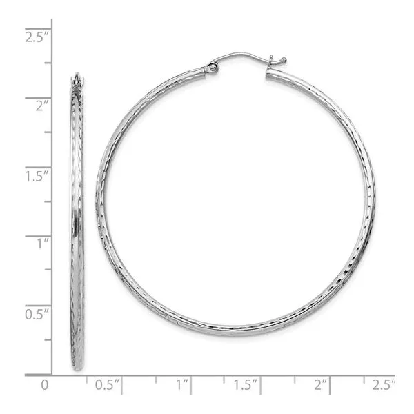 Sterling Silver 2 x 50 MM Diamond Cut Hoop Earrings Image 5 Franzetti Jewelers Austin, TX