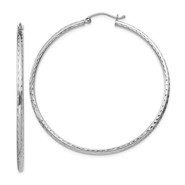 Sterling Silver 2 x 50 MM Diamond Cut Hoop Earrings Franzetti Jewelers Austin, TX