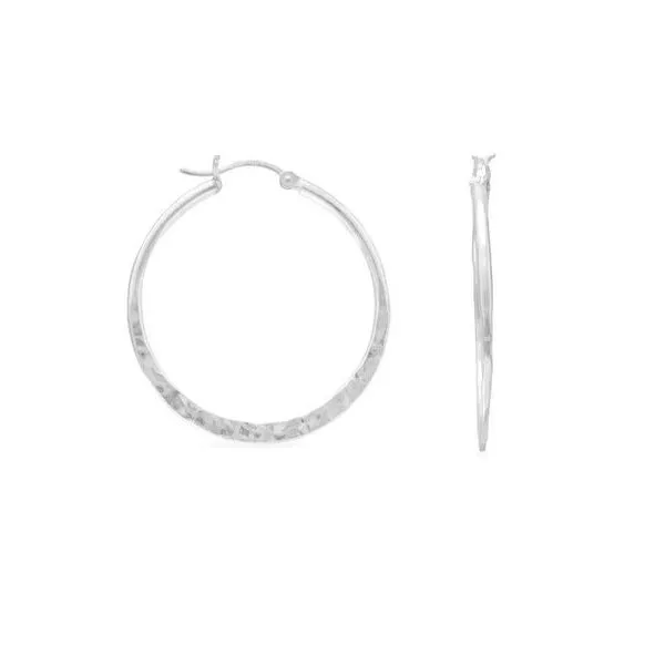 SS 34 MM Hammered Hoops Franzetti Jewelers Austin, TX